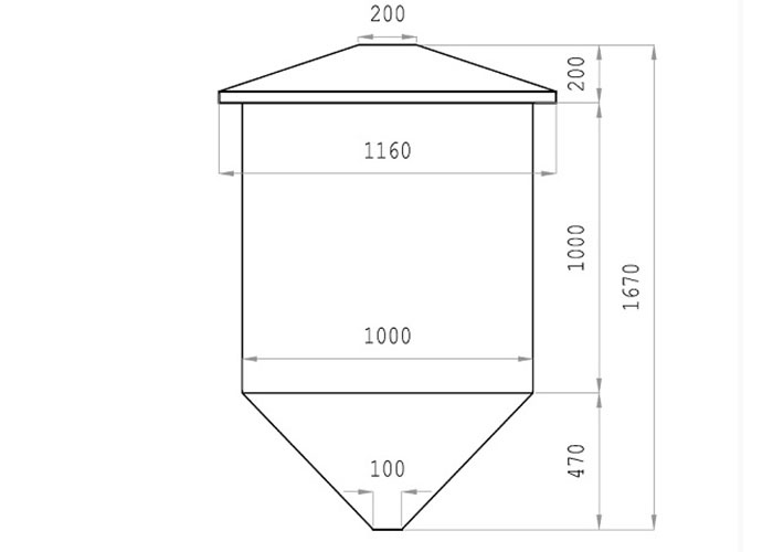 Схема и размеры бункера на 1 куб. м.