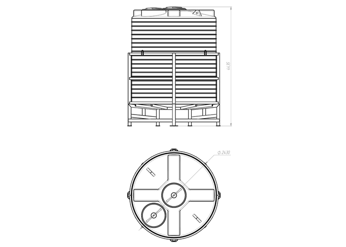 Схема и размеры бункера на 15 куб. м. с обрешеткой