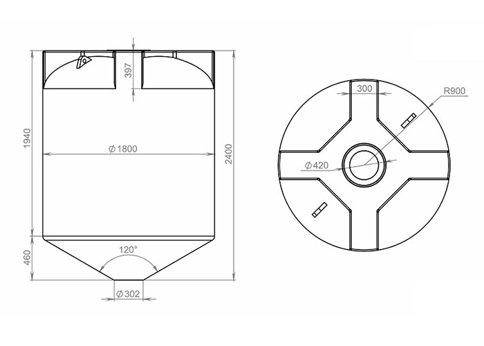 Схема и размеры усиленного бункера на 5 куб. м.