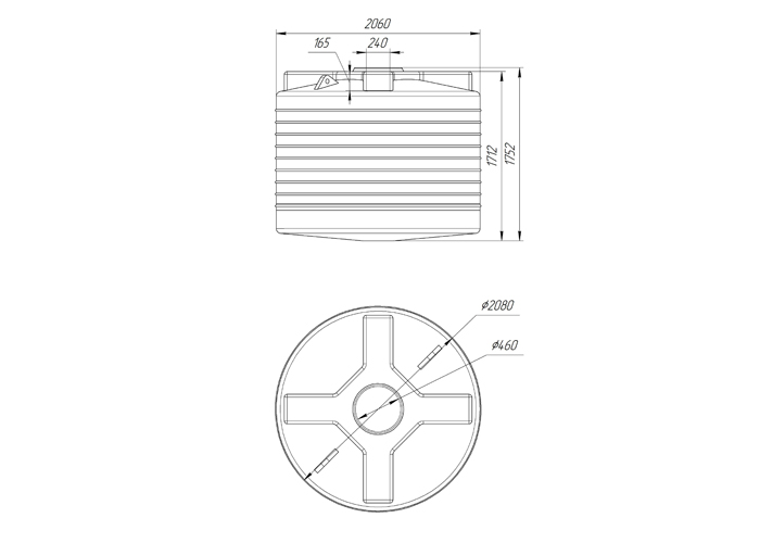 Схема и размеры усиленного бункера с низким профилем на 5 куб. м.