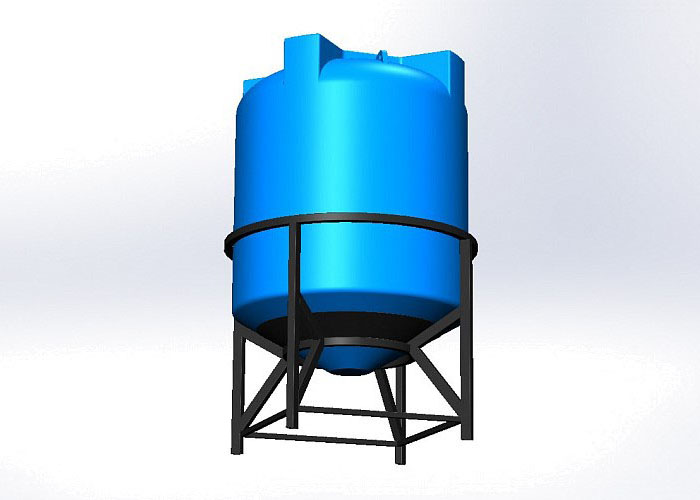 Бункер усиленный 5000л синий с обрешеткой. 3D-модель