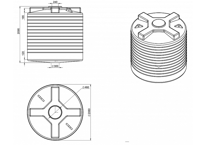 Схема и размеры усиленного бункера с низким профилем на 6 куб. м.