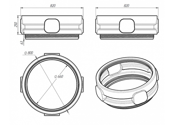 Схема и размеры доборного элемента 250мм