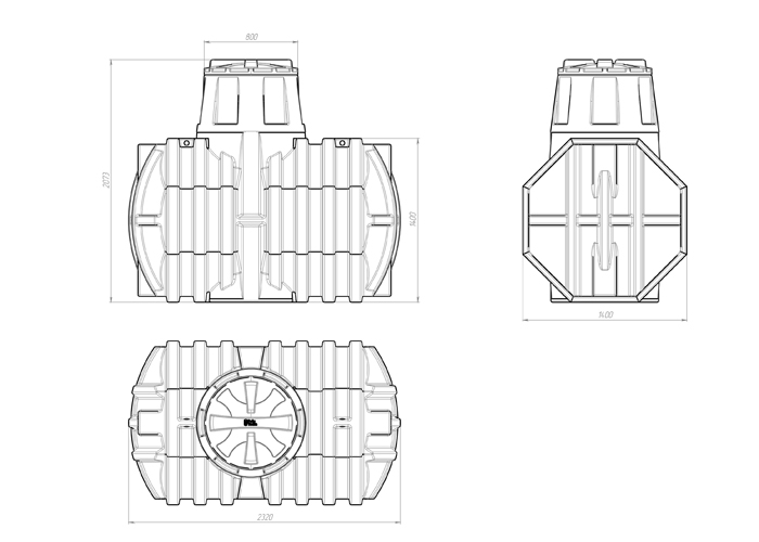 Размеры на схеме септика 2500 литров