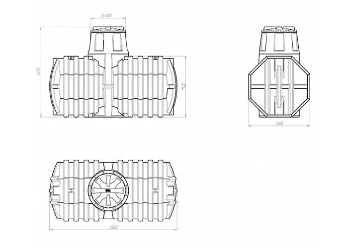 Размеры на схеме септика 3700 литров