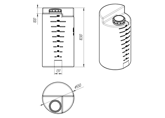 Схема емкости дозировочной вертикальной 200 л
