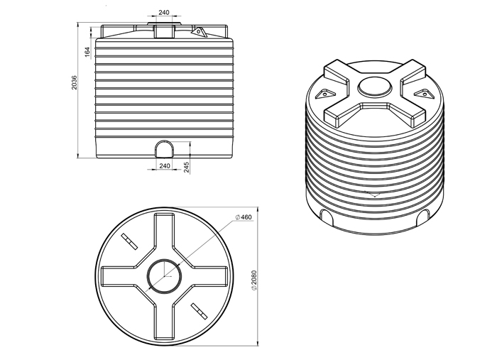 Схема пластиковой емкости вертикальной 6000л