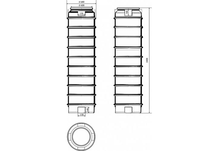 Схема и размеры узкой вертикальной емкости 700литров, входящей в дверной проем