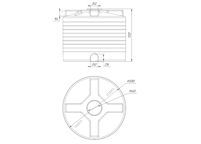 Схема пластиковой емкости вертикальной 5000л